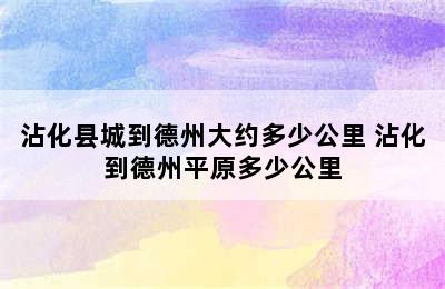 沾化县城到德州大约多少公里 沾化到德州平原多少公里